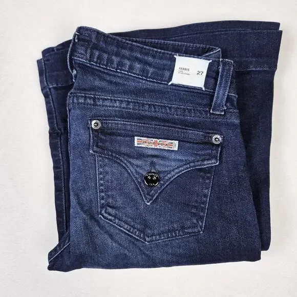 Hudson Ferris Flare Jeans Womens Dark Wash Stretch Denim Flap Pocket Low Rise 27 - Picture 16 of 16